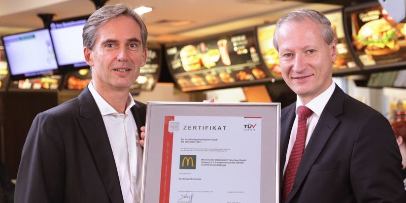 TÜV AUSTRIA certifies McDonald’s Österreich for the EN ISO 50001 energy management System.